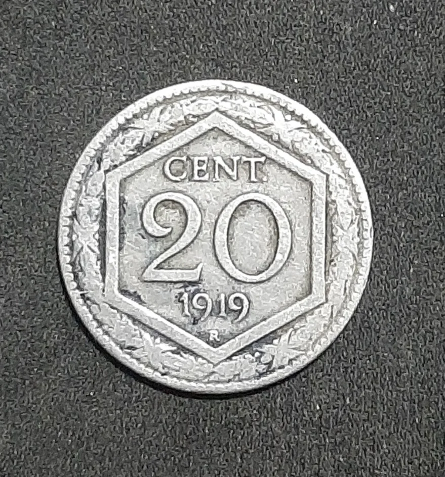 Moneda 20 centésimos Italia año 1919