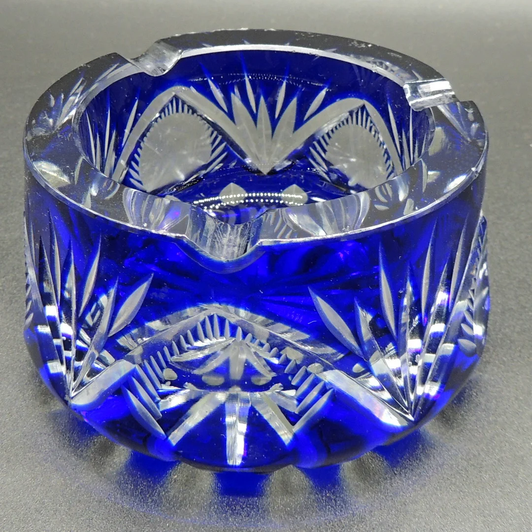 Cenicero cristal azul cobalto
