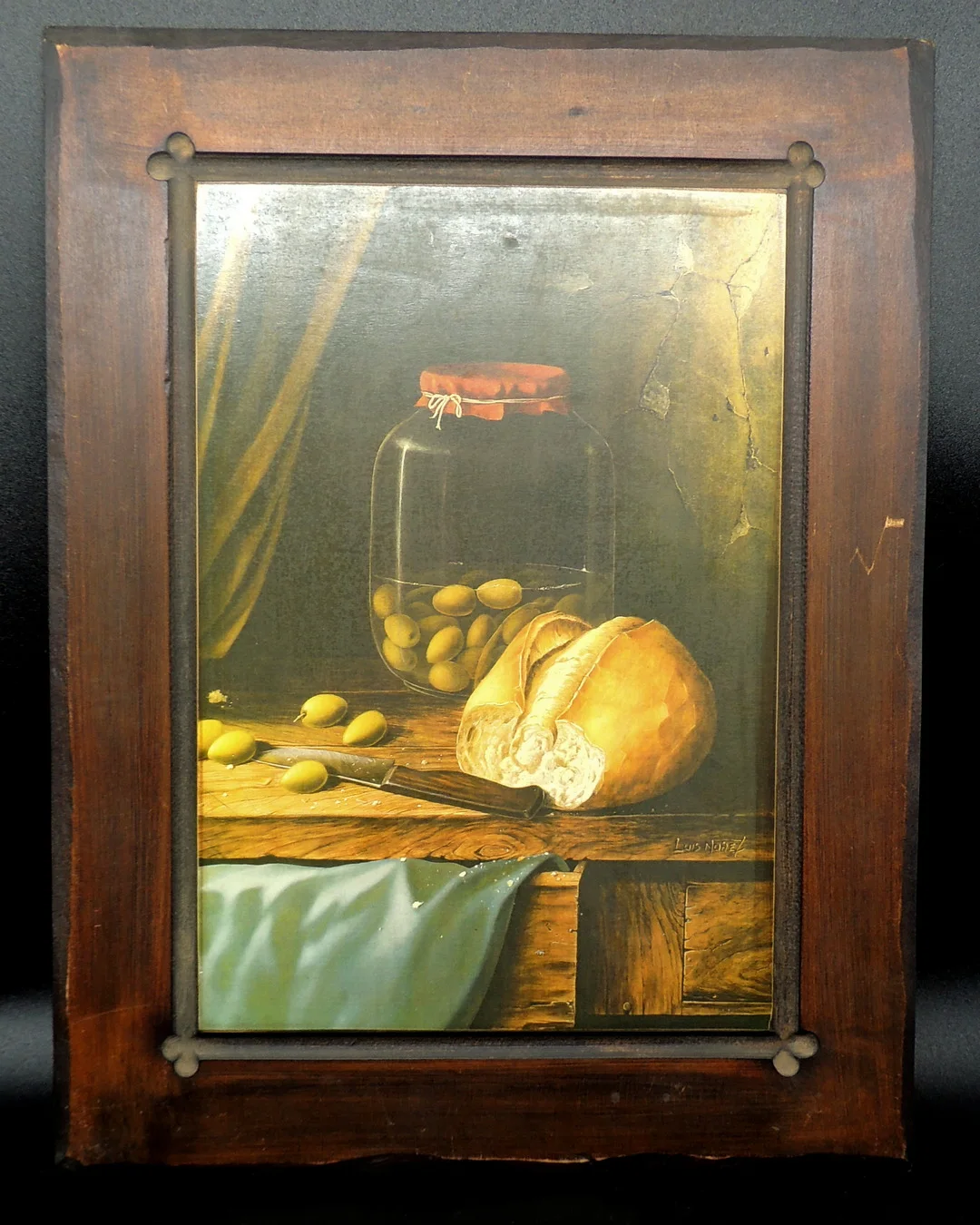 Cuadro "Bodegón con aceitunas y pan" de Nuñez